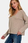 Zenana Dropped Shoulder Long Sleeve T-Shirt Top Trendsi   