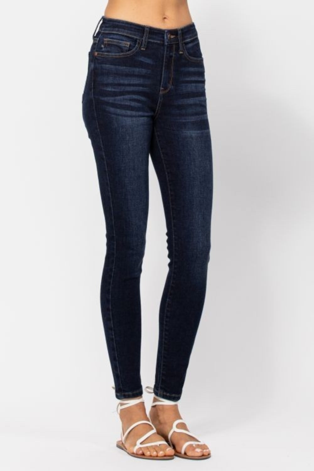 Judy Blue Full Size High Waist Handsand Skinny Jeans Jeans Trendsi   