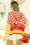 BiBi Striped Color Block Hooded Knit Top Hooded Top Trendsi   