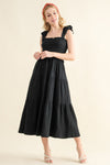 And The Why Smocked Ruffled Tiered Dress Midi Dress Trendsi Black S 