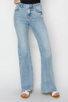 RISEN Full Size High Rise Raw Cut Hem Bootcut Jeans Jeans Trendsi   