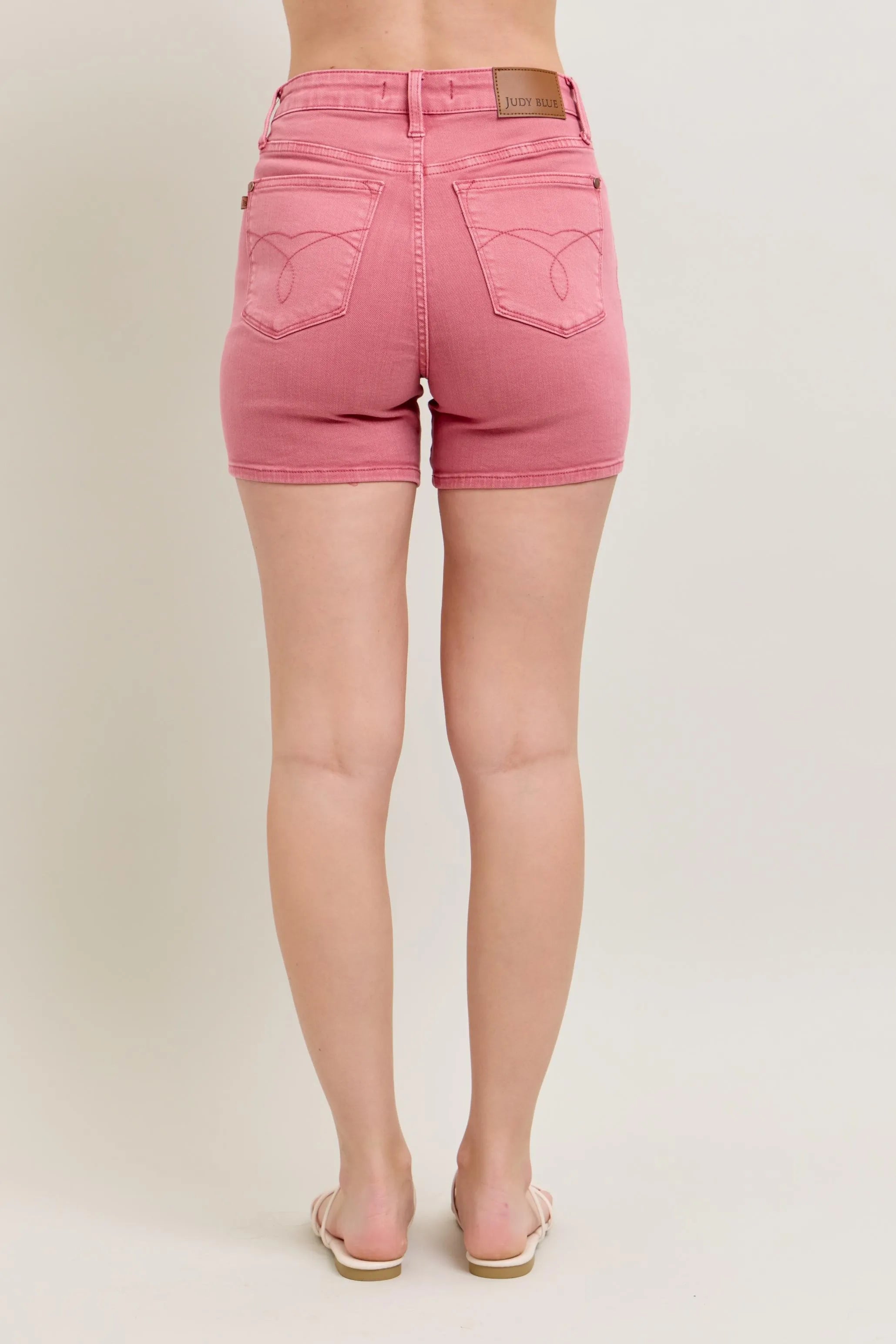 Judy Blue High-Waisted Pink Denim Shorts Slim Fit - NeoKira Unlimited