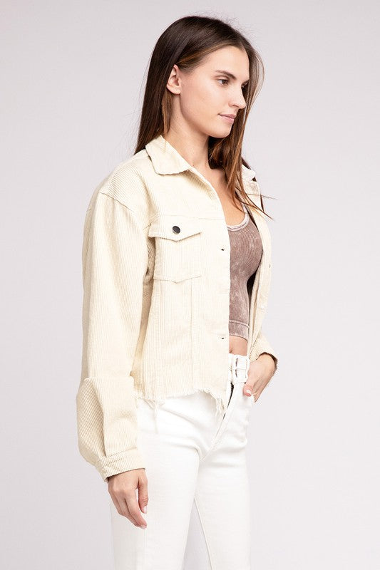 POL Oversized Ribbed Cotton Shacket - NeoKira Unlimited