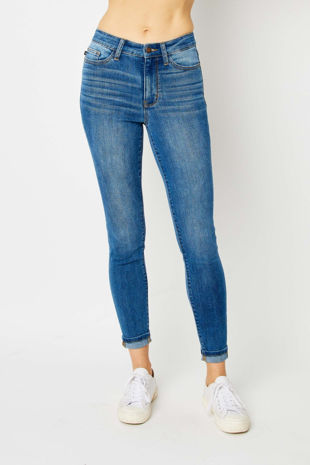 Judy Blue Full Size Cuffed Hem Low Waist Skinny Jeans - NeoKira Unlimited