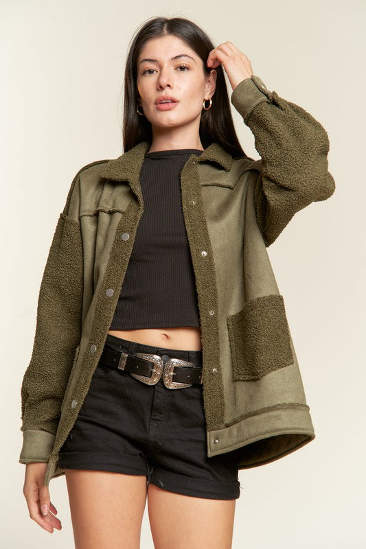 Jade By Jane Plus Size Faux Fur Suede Oversized Jacket | Cozy Luxe Layer - NeoKira Unlimited