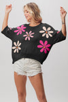 BiBi Floral Pattern Cropped Sweater Sweater Trendsi   