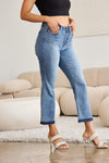 Judy Blue Full Size Release Hem Cropped Bootcut Jeans Jeans Trendsi   