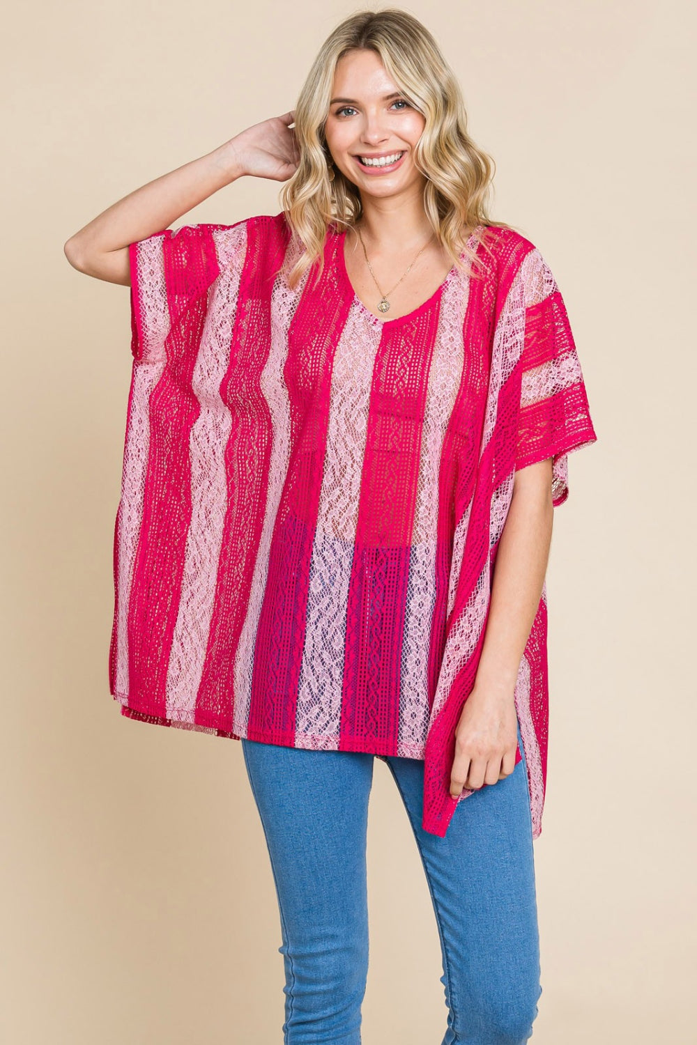 Cotton Bleu by Nu Label V Neck Drop Shoulder Oversize Top - NeoKira Unlimited