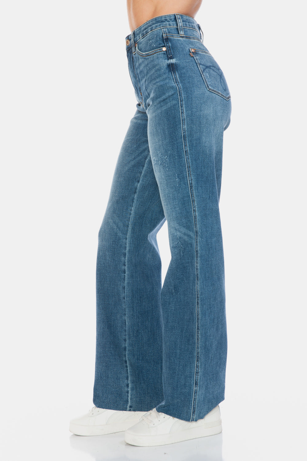 Judy Blue Full Size Tummy Control Cut Raw Hem Straight Jeans - NeoKira Unlimited