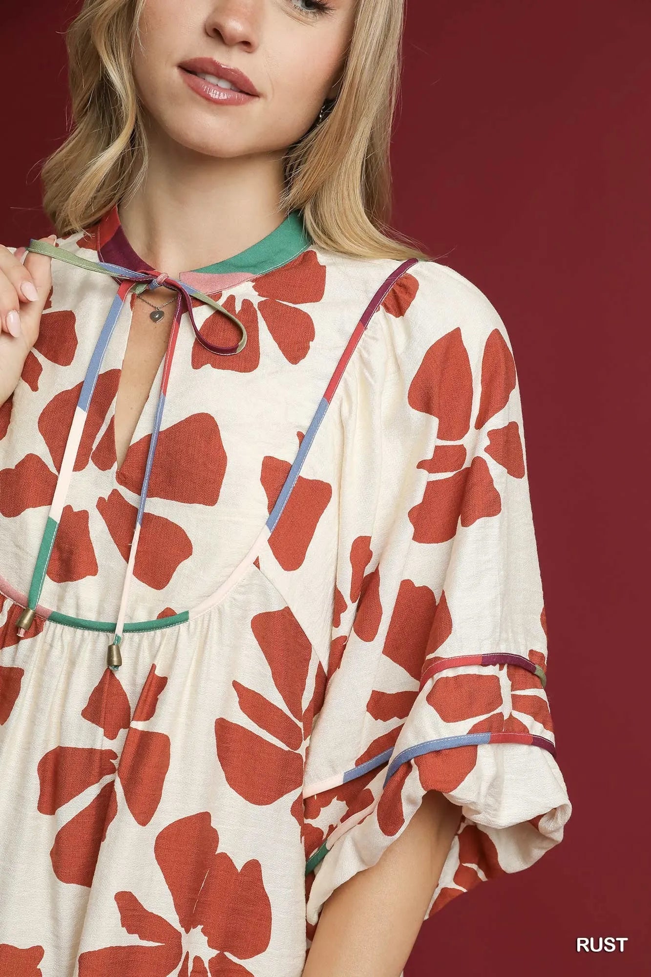 Umgee Floral Tie-Neck Babydoll Dress – Romantic Retro Vibes - NeoKira Unlimited