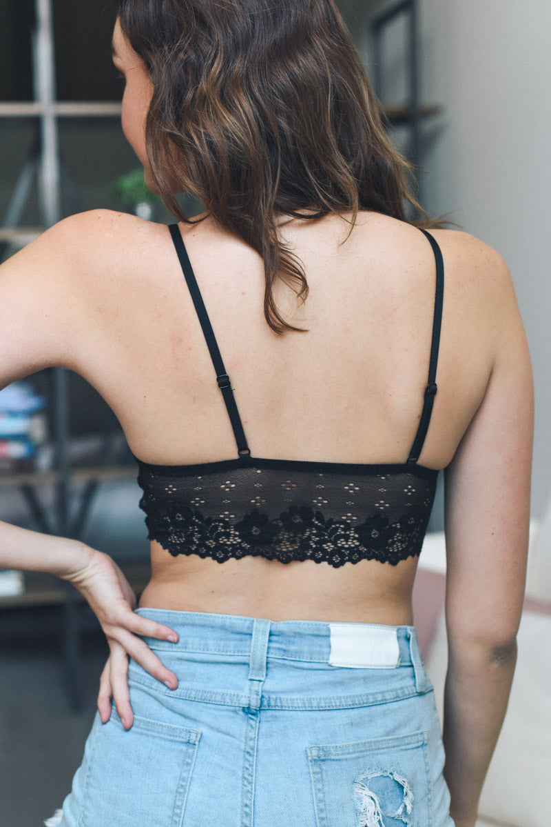 Floral Lace Strappy Front Bralette - NeoKira Unlimited