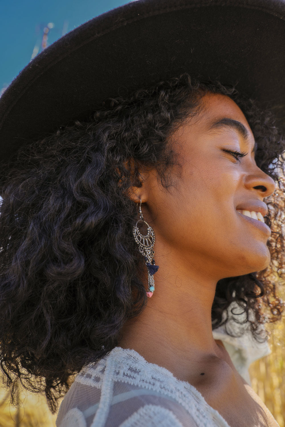 Dangling Rose Quartz & Fringe Earrings Earrings Leto Collection   