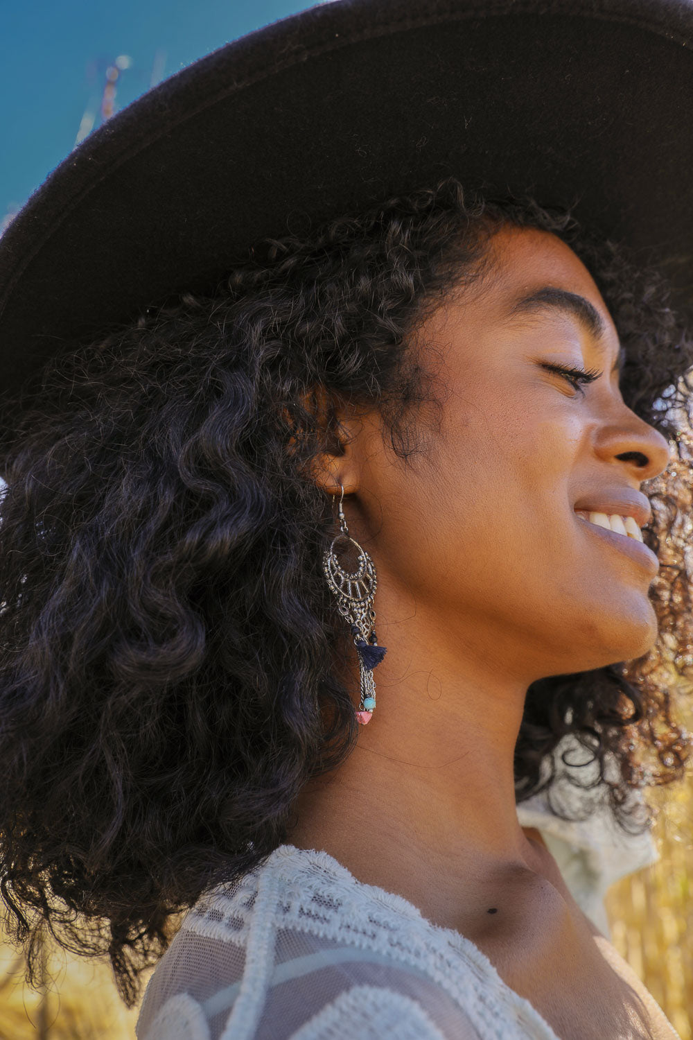 Dangling Rose Quartz & Fringe Earrings - NeoKira Unlimited