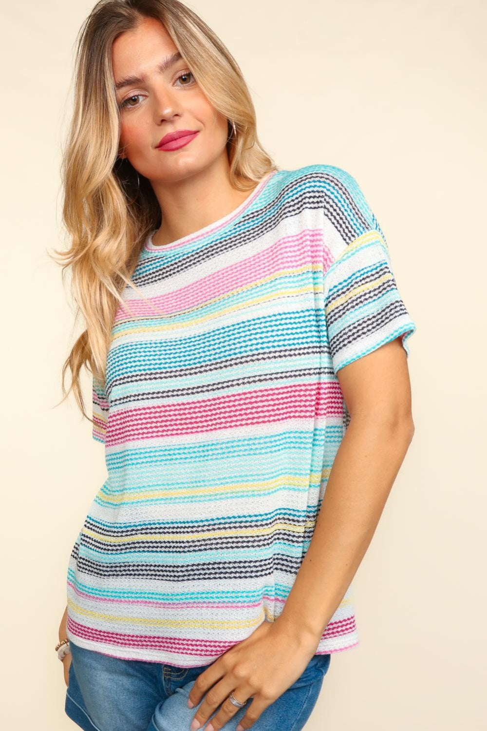 Haptics Waffle Stripe Short Sleeve T-Shirt - NeoKira Unlimited