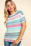 Haptics Waffle Stripe Short Sleeve T-Shirt T-Shirt Trendsi   