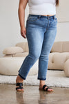 Judy Blue Full Size Release Hem Cropped Bootcut Jeans Jeans Trendsi   