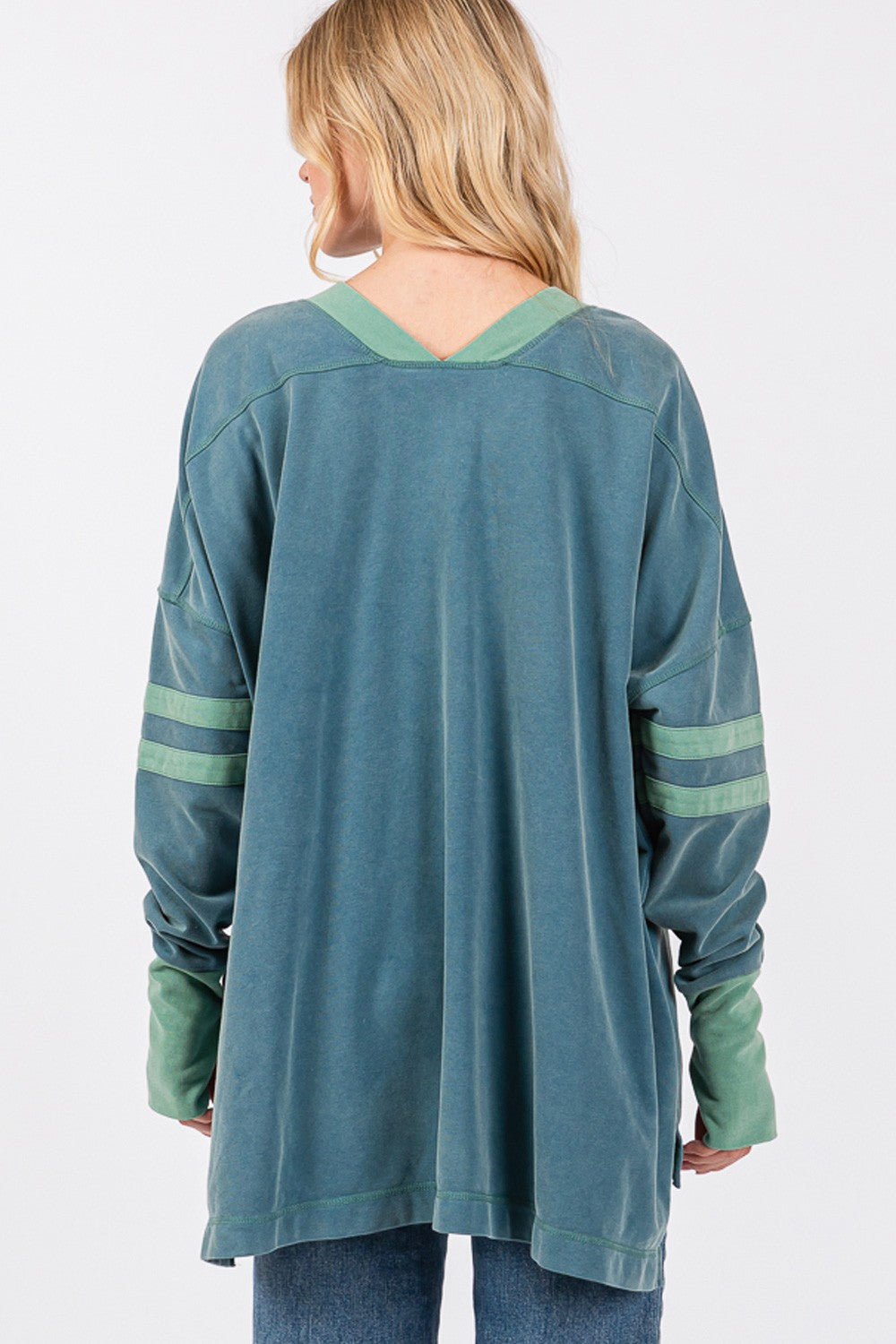 SAGE + FIG Mineral Wash Side Slit Contrast Top Top Trendsi   