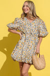 And The Why Full Size Floral Surplice Puff Sleeve Dress Mini Dress Trendsi   