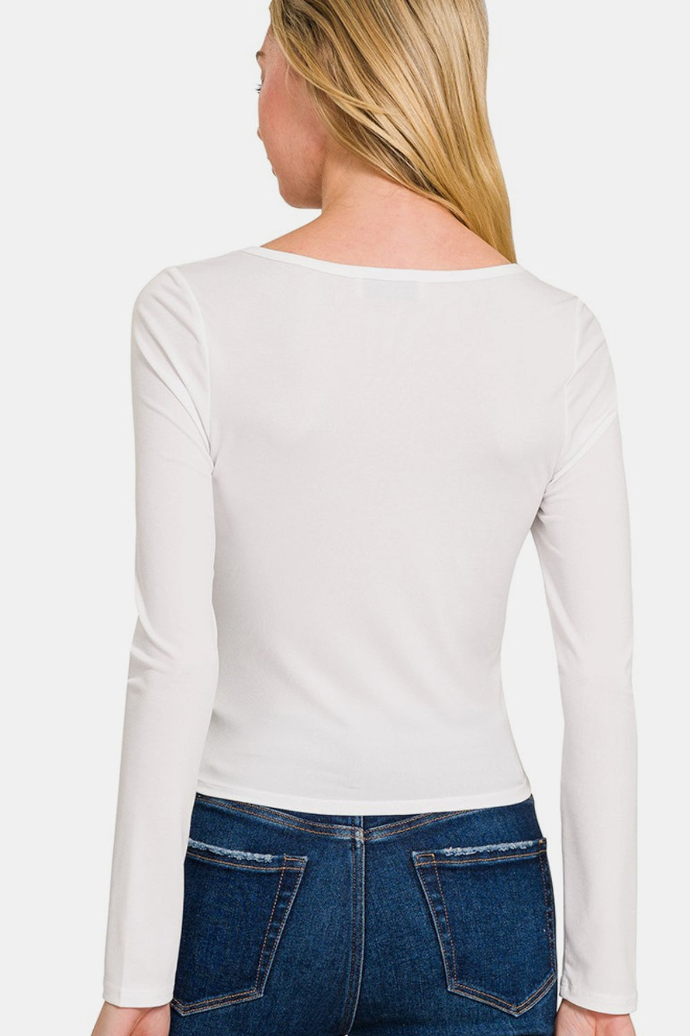 Zenana Square Neck Fitted Long Sleeve T-Shirt T-Shirt Trendsi   