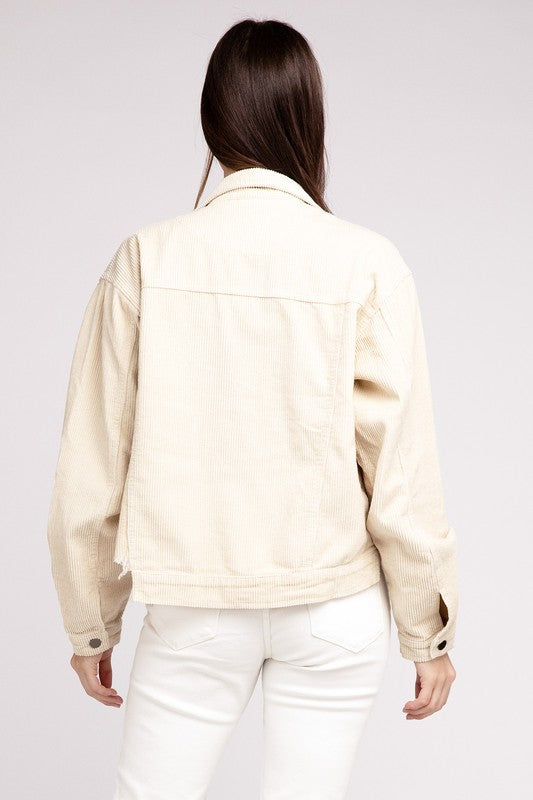 POL Oversized Ribbed Cotton Shacket - NeoKira Unlimited
