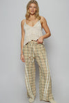 POL Lace Trim Drawstring Checkered Wide Leg Pants - NeoKira Unlimited