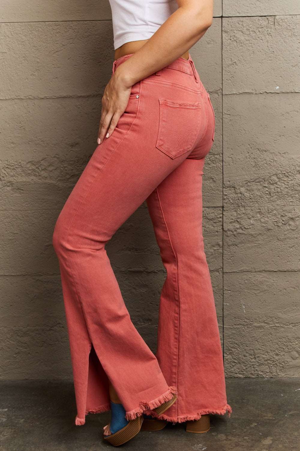 RISEN Bailey Full Size High Waist Side Slit Flare Jeans - NeoKira Unlimited