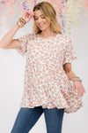 Celeste Full Size Floral Ruffled Short Sleeve Blouse Top Trendsi Ivory Floral S 