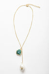 Gem and Pearl Pendant Necklace Necklaces Leto Collection   