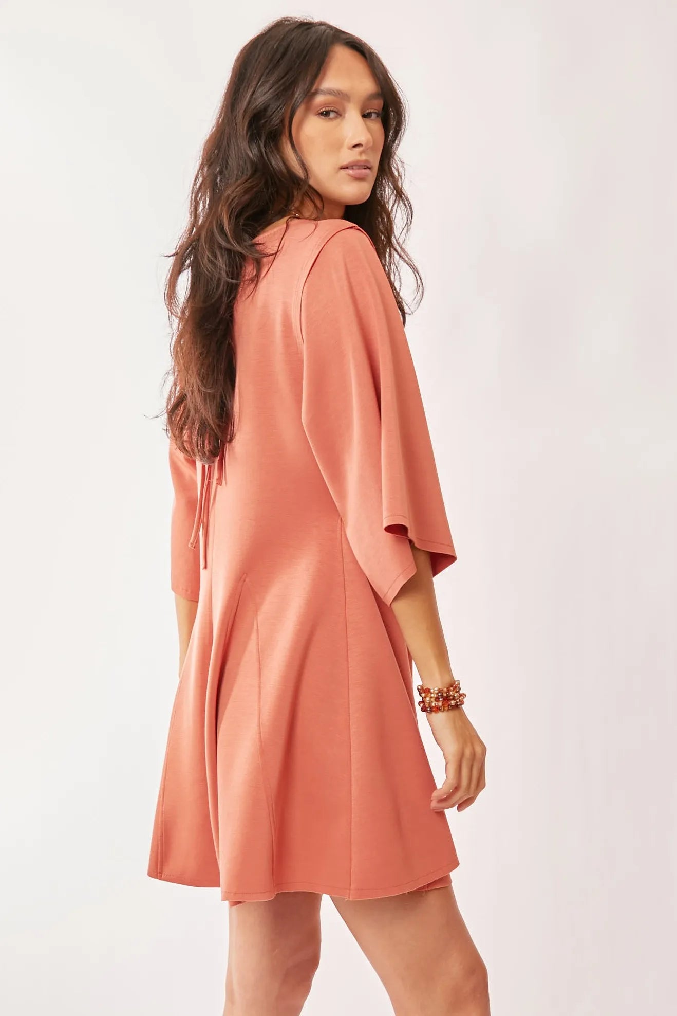 Davi & Dani Solid Draped Sleeve Ties Back Skort Romper - NeoKira Unlimited