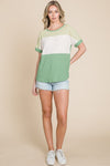 BOMBOM Color Block Short Sleeve T-Shirt T-Shirt Trendsi   