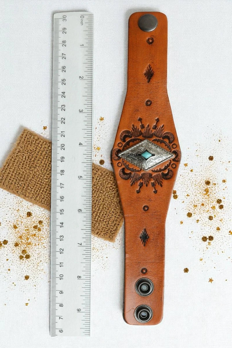 Handcrafted Diamond Piece Leather Bracelet - NeoKira Unlimited