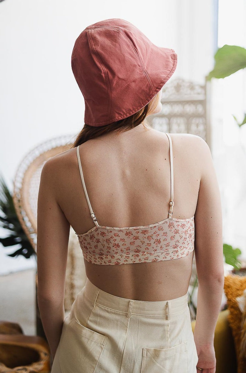 Ditsy Floral Mesh Lace Trim Bralette - NeoKira Unlimited