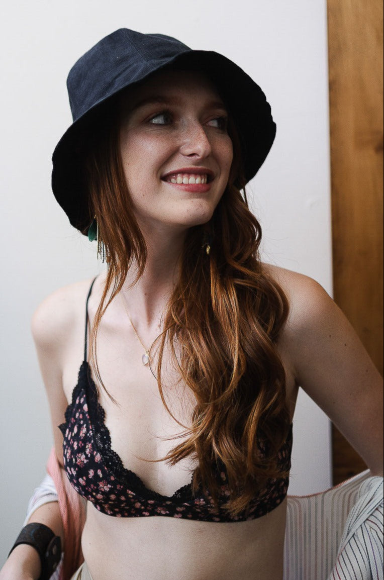 Ditsy Floral Mesh Lace Trim Bralette - NeoKira Unlimited