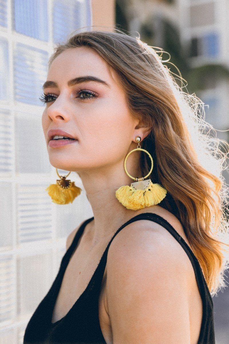 Drop Tassel Fan Earrings Earrings Leto Collection   