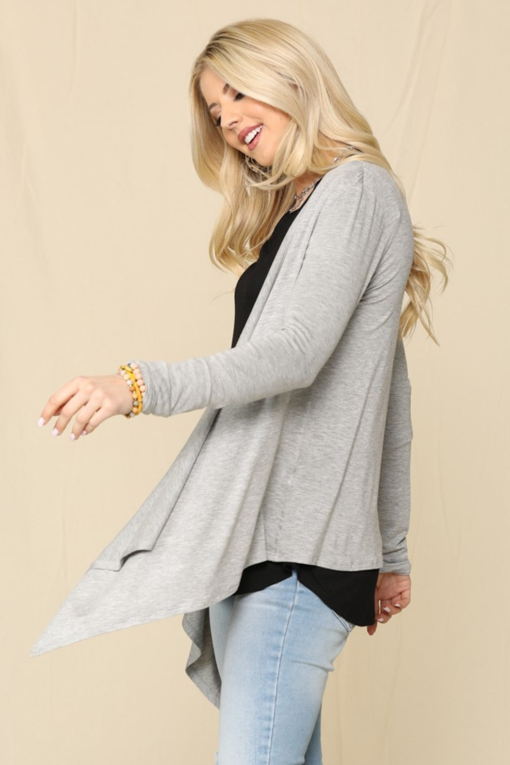 Celeste Full Size Open Front Knit Cardigan Cardigan Trendsi   