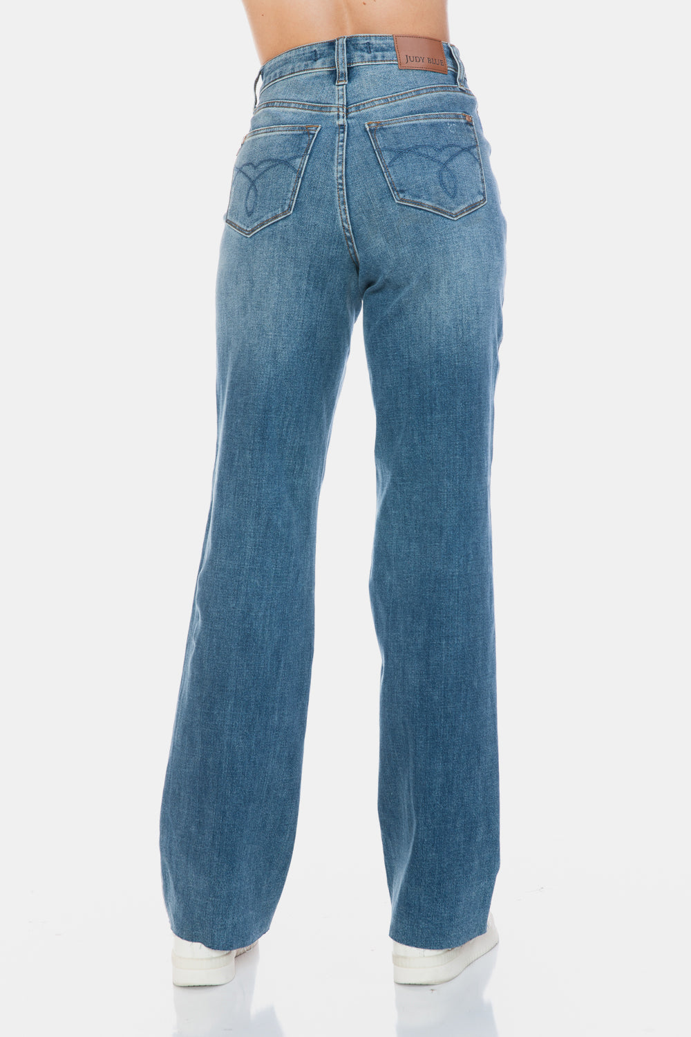 Judy Blue Full Size Tummy Control Cut Raw Hem Straight Jeans - NeoKira Unlimited