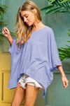 Solid Round Neck Loose Fit Kimono Sleeve Sweater  Davi & Dani   