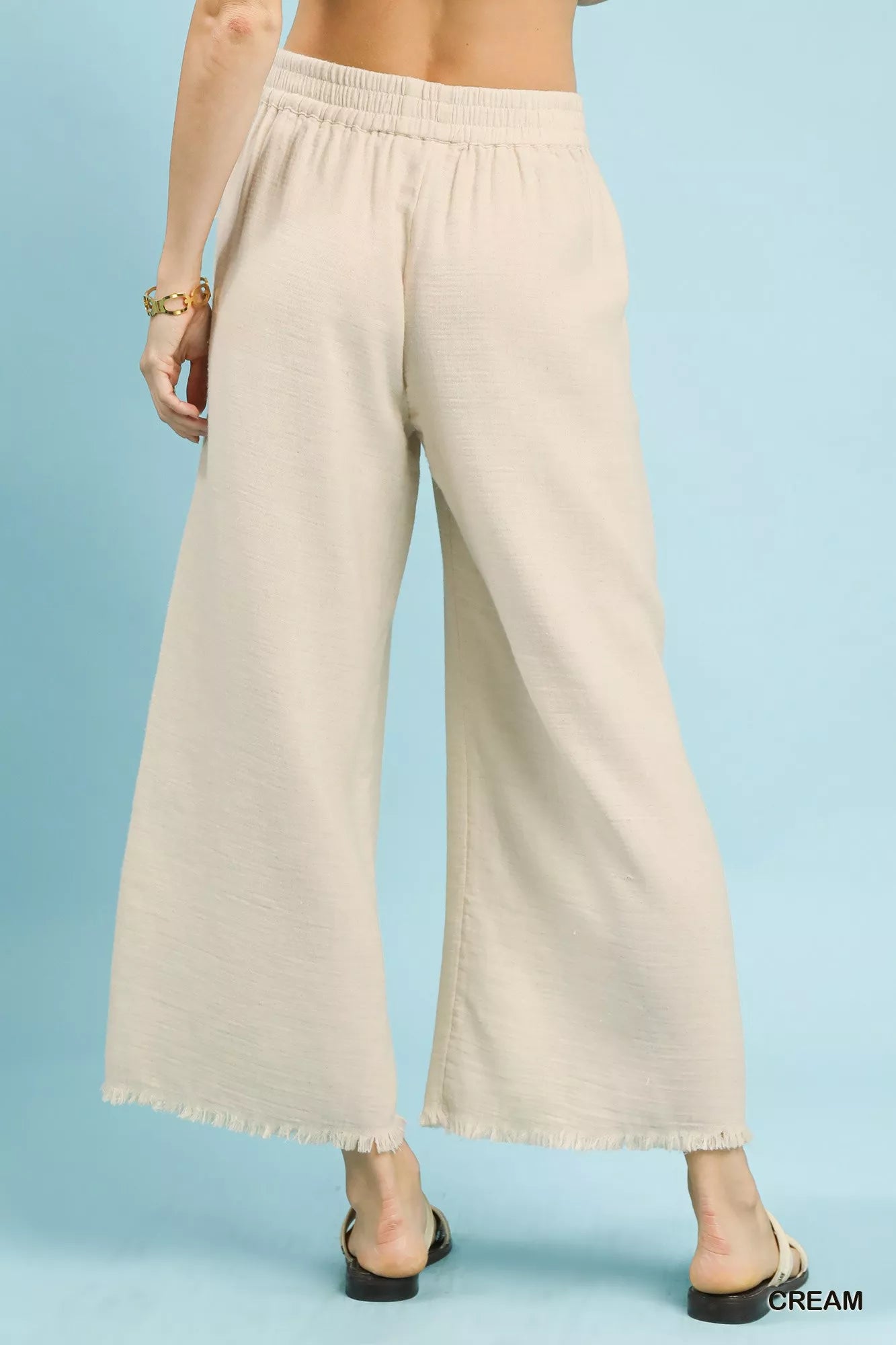 Umgee Frayed Hem Wide Leg Pants - NeoKira Unlimited
