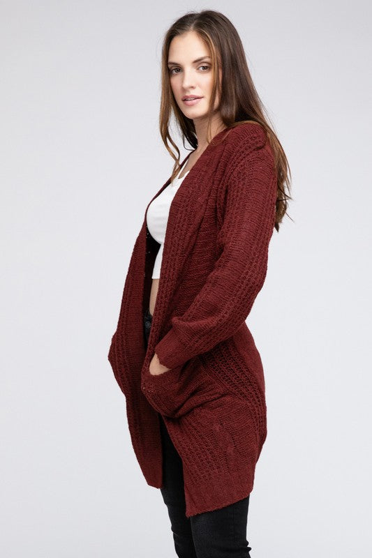 BiBi Twist Knitted Open Front Cardigan With Pockets Cardigan BiBi   