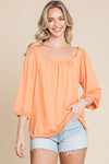 Culture Code Square Neck Puff Sleeve Top Top Trendsi Salmon S 