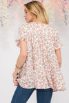 Celeste Full Size Floral Ruffled Short Sleeve Blouse Top Trendsi   