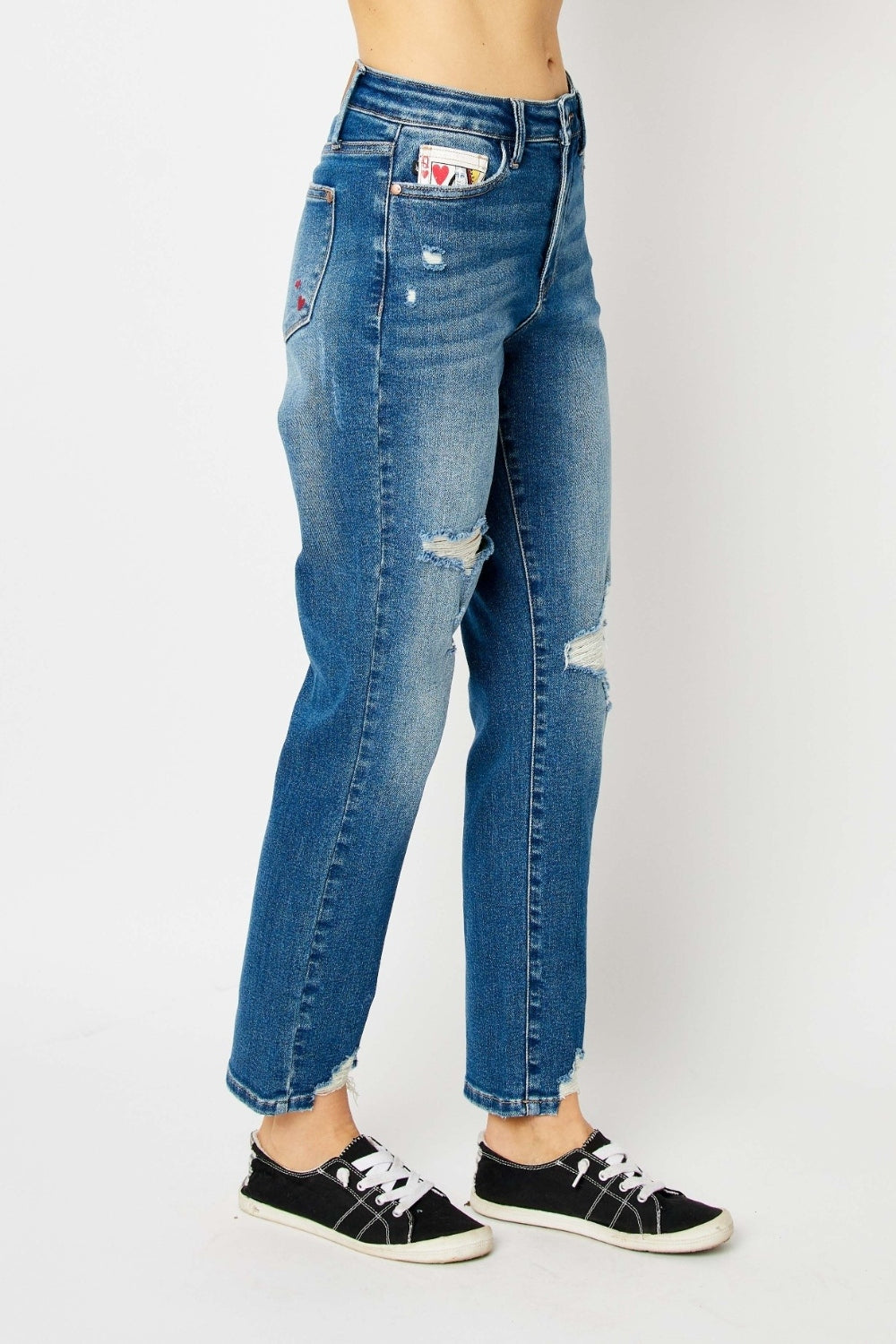 Judy Blue Full Size Distressed Slim Jeans Jeans Trendsi   