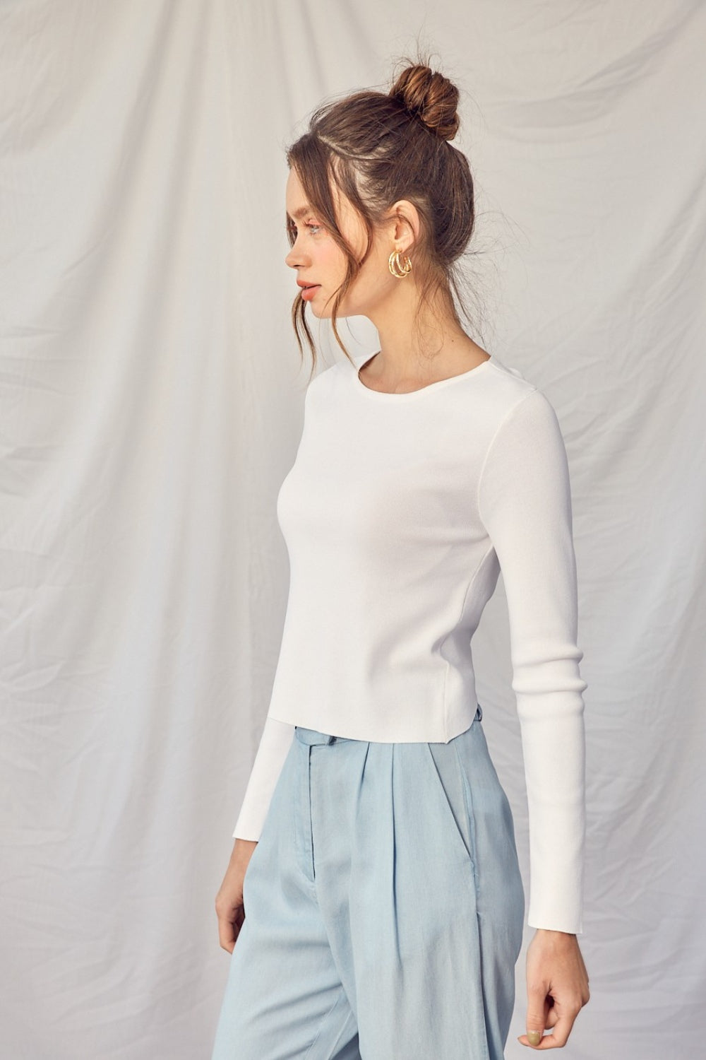 Idem Ditto Twisted Backless Long Sleeve Knit Top - NeoKira Unlimited
