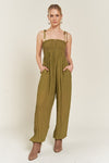 Jade By Jane Smocked Tie Strap Jumpsuit Jumpsuits Jade By Jane   