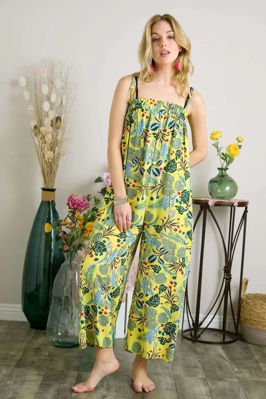 ADORA Elastic Detail Tropical Jumpsuit - NeoKira Unlimited