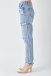 RISEN Distressed Slim Cropped Jeans Jeans Trendsi   