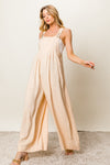 BiBi Texture Sleeveless Wide Leg Jumpsuit Jumpsuits Trendsi Oatmeal S 