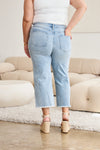 RFM Full Size Tummy Control High Waist Raw Hem Distressed Jeans Jeans Trendsi   