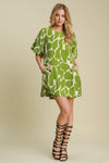 Umgee Two Tone Abstract Print Puff Sleeve Dress - NeoKira Unlimited