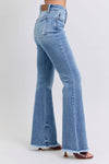 Judy Blue Full Size Raw Hem High Rise Bootcut Jeans - NeoKira Unlimited